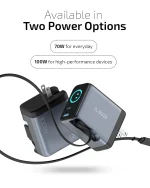 OMI 100W GaN Charger (Interactive Display & Retractable USB-C Cable)