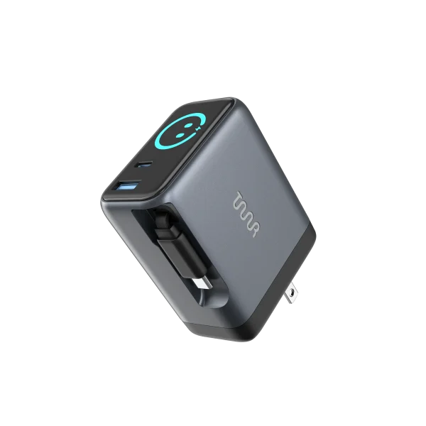 OMI 100W GaN Charger (Interactive Display & Retractable USB-C Cable)