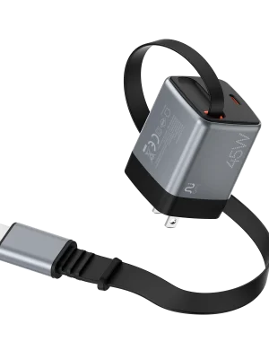 OMI 45W GaN Charger with Retractable USB-C Cable