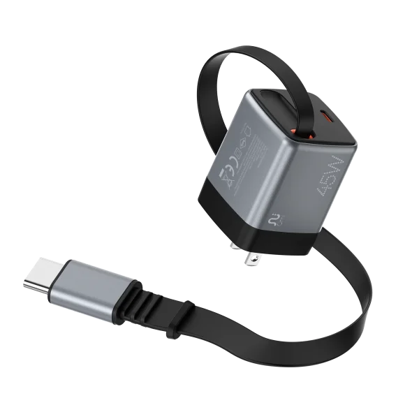 OMI 45W GaN Charger with Retractable USB-C Cable